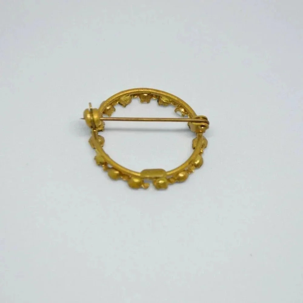 AUSTRIA Signed Blue Glass Rhinestone Brooch - Picture 4 of 5